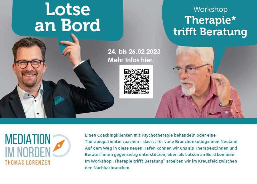 Anzeige von Thomas Lorenzen und Karl-Heinz Schuldt zum Thema Therapie trifft Beratung